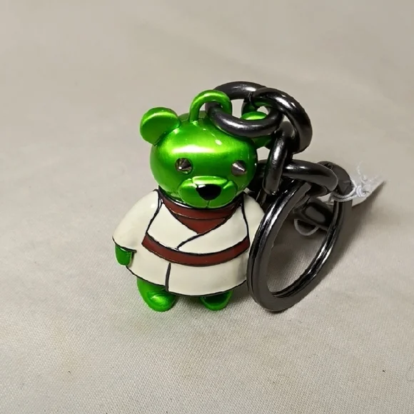 Coach Metallic Green Bear Enamel Keychain Charm - Picture 3 of 5